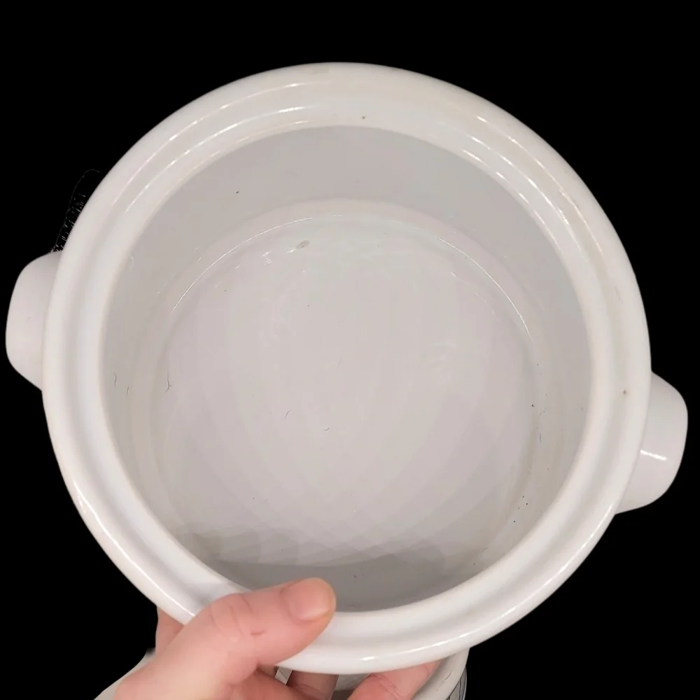 1980's/90's Mardi Gras pattern stoneware? cooking pot & French onion soup bowl